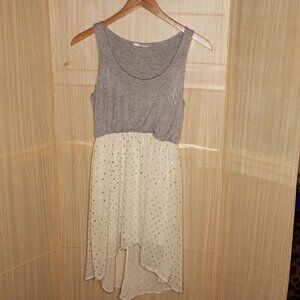 Lush Womens Mixed Material Knit Tulle Metallic Polka-dot Dress Medium